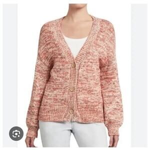 New Faherty Designer Pink Sky Space Dye Las Olas Cardigan Sweater Medium